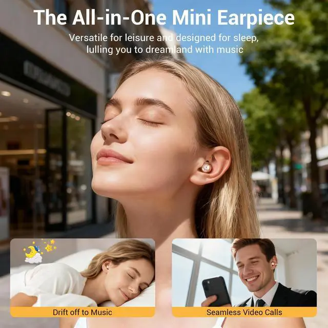 Alt view image 5 of 7 - 2-in-1 Wireless Earbuds Set, Open-Ear Clip & Mini Sleep Headphones, 36H Battery, Bass Sound, Ultra Comfortable, IPX5 Waterproof, Stylish for Work/Sport/Sleep