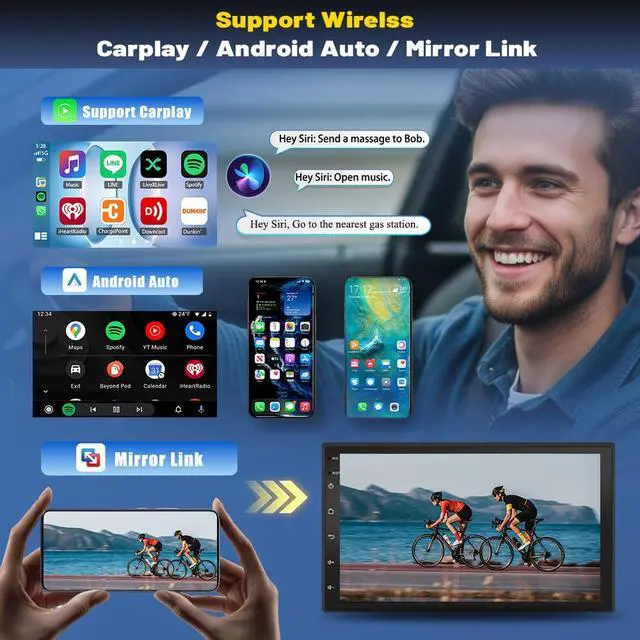 Alt view image 4 of 7 - Android 14 Car Stereo for Ford F150 1997-2004 with Wireless CarPlay and Android Auto, 7 Inch IPS Touchscreen 2G+32G Double Din Car Radio Support Bluetooth GPS WiFi SWC FM SWC Mirror Link Backup Camera