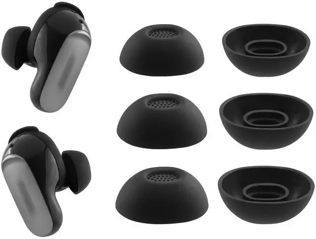 Main image of Replacement Ear Tips for Bose QuietComfort Ultra Earbuds 2nd Gen | 3 Pairs (Black, Assorted S/M/L), Silicone Ear Tips