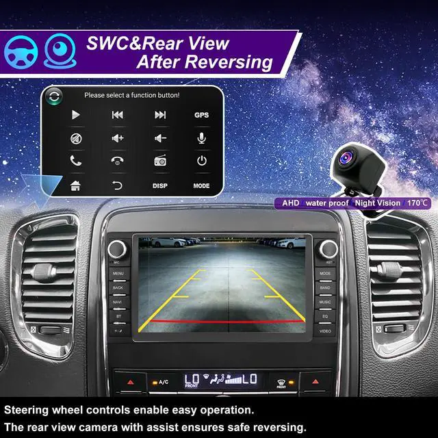 Alt view image 6 of 7 - 5GWifi Upgrade Radio for Dodge Durango 2011-2013, Jeep Grand Cherokee 2011 2012 2013, 7inch Touchscreen Car Stereo Replacement Apply CarPlay Android Auto GPS Navigation FM DSP Head Unit Backup Camera