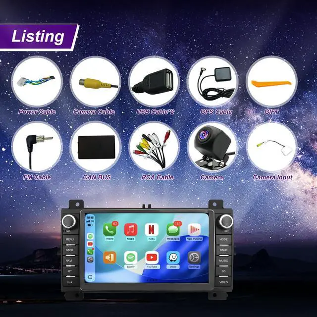 Alt view image 7 of 7 - 5GWifi Upgrade Radio for Dodge Durango 2011-2013, Jeep Grand Cherokee 2011 2012 2013, 7inch Touchscreen Car Stereo Replacement Apply CarPlay Android Auto GPS Navigation FM DSP Head Unit Backup Camera