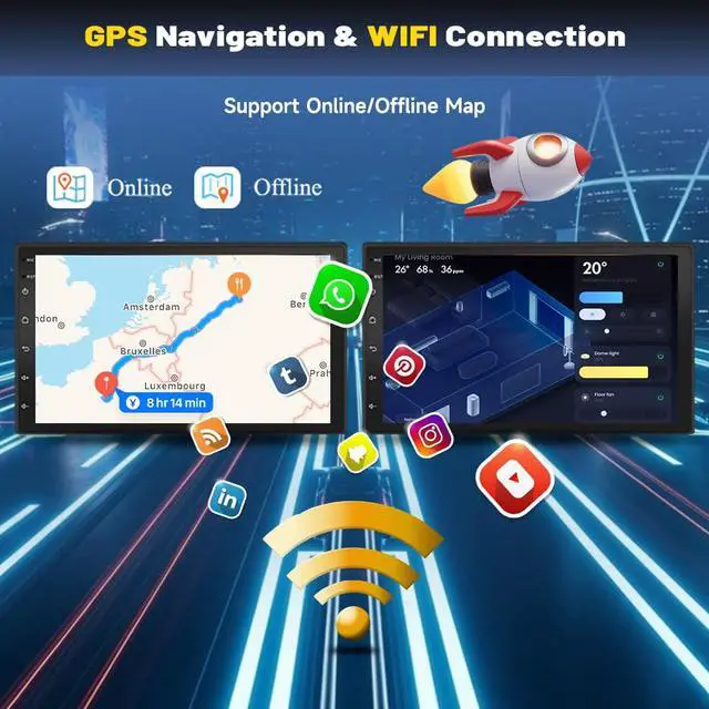 Alt view image 5 of 7 - Android 14 Car Stereo for Ford F150 1997-2004 with Wireless CarPlay and Android Auto, 7 Inch IPS Touchscreen 2G+32G Double Din Car Radio Support Bluetooth GPS WiFi SWC FM SWC Mirror Link Backup Camera