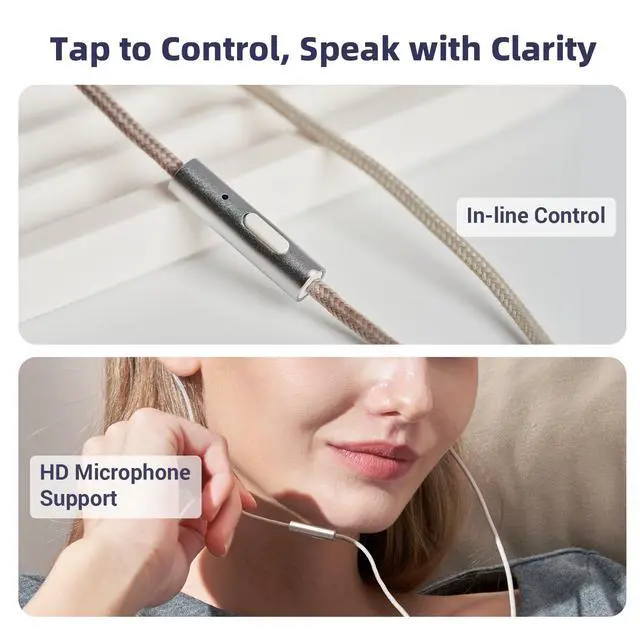 Alt view image 7 of 7 - ST2 Pro USB-C Earbuds Wired, Dual Magnetic Circuit 10mm Dynamique Drivers in Ear Monitor Headphones, ESS ES9218AC Pro DAC Chip, HD Mic, in-Line Control, Tpye-C DSP, OFC Cable, Tranparent