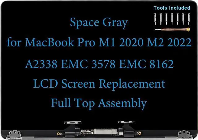 Main image of 13" Screen Replacement for MacBook Pro A2338 M1 2020 M2 2022 EMC 3578 EMC 8162 LCD Display Complete Full Top Assembly Kit (Space Gray)