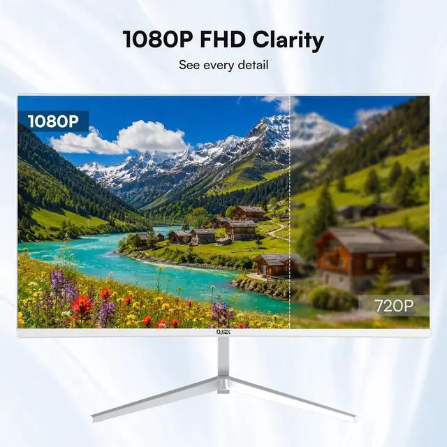 Alt view image 2 of 7 - 24 Inch White Computer Monitor, FHD 1080P, 100Hz | Frameless PC Monitor, Built-in Speaker, 98% sRGB, FreeSync, Eye Care, 4000:1 Contrast Ratio, HDMI & DP, VESA Mountable