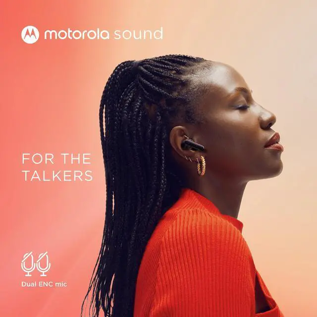Alt view image 3 of 7 - Moto Buds 125 True Wireless Earbuds, IPX5 Waterproof Sweatproof Touch Control Ear Buds with Dual Noise Cancelling Microphone, Charging Case, Black