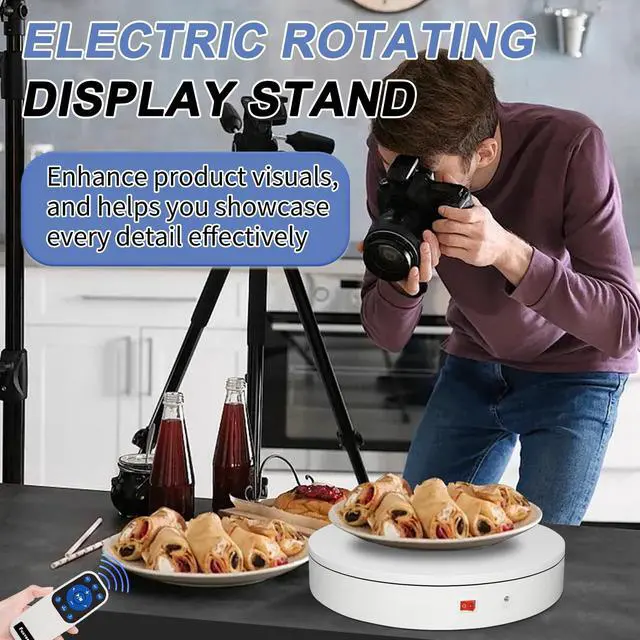 Alt view image 7 of 7 - Remote-Controlled Motorized Electric Turntable,Rotating Display Stand,Speed-Adjustable Rotating Turntable,Multi-Mode 360° Photography Turntable for 3D Scan,Photography,Showcase(7.87inch/White)