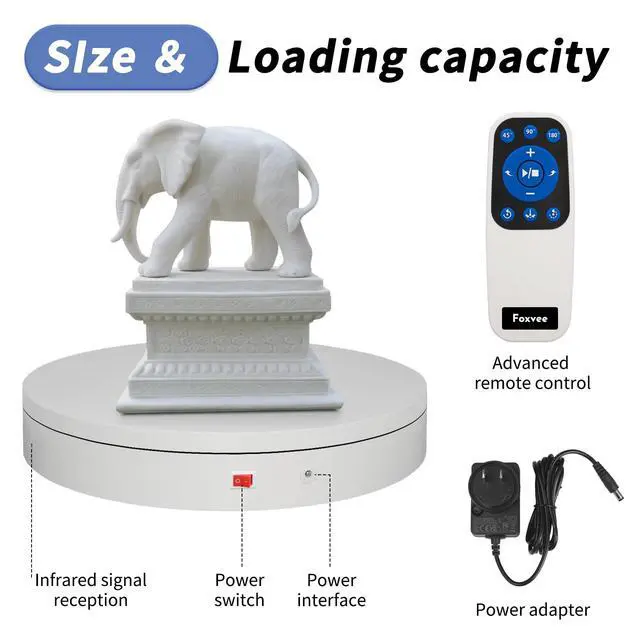 Alt view image 5 of 7 - Remote-Controlled Motorized Electric Turntable,Rotating Display Stand,Speed-Adjustable Rotating Turntable,Multi-Mode 360° Photography Turntable for 3D Scan,Photography,Showcase(7.87inch/White)