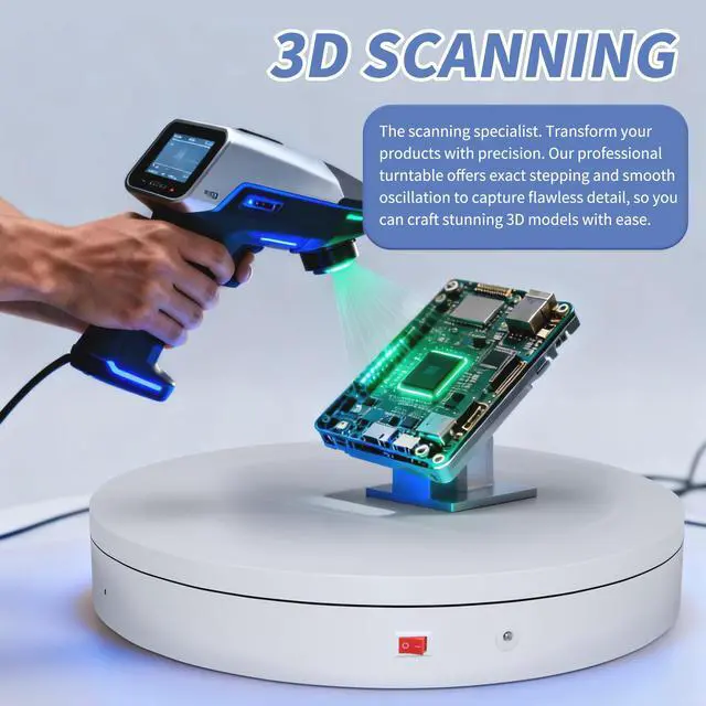 Alt view image 6 of 7 - Remote-Controlled Motorized Electric Turntable,Rotating Display Stand,Speed-Adjustable Rotating Turntable,Multi-Mode 360° Photography Turntable for 3D Scan,Photography,Showcase(7.87inch/White)