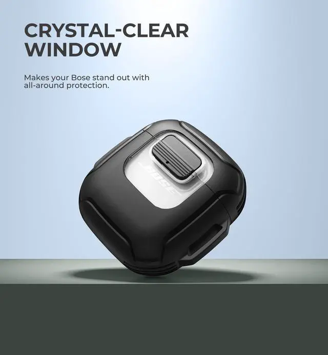 Alt view image 5 of 7 - for Bose QuietComfort Earbuds II Case (2022) & Bose QuietComfort Ultra Earbuds (2023) & Ultra Earbuds 2nd Gen(2025), Secure Lock Clip Shockproof Protective Cover with Carabiner & Keyring Black