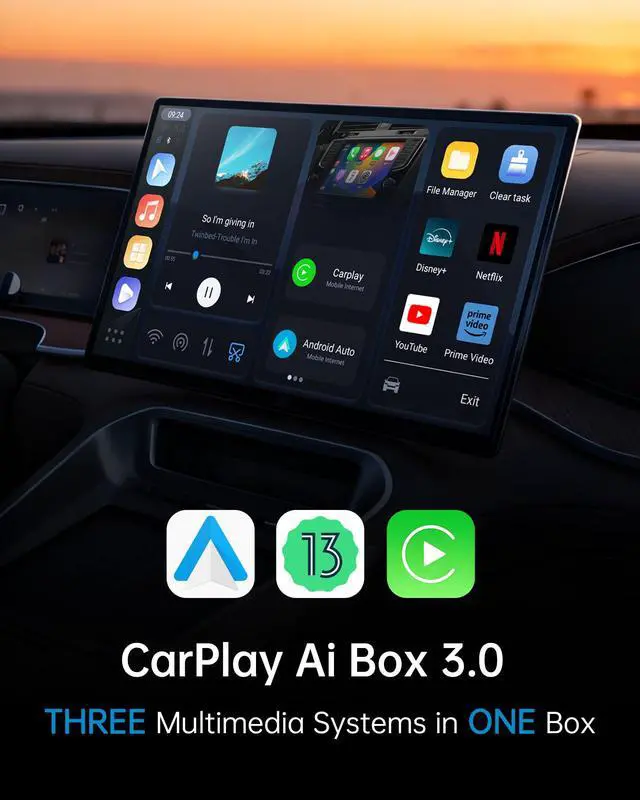 Alt view image 2 of 7 - Magic Box 3.0 Pro - 3-in-1 AI Box for Wired CarPlay Cars | Snapdragon 6125 Octa-Core | 4GB+64GB | HDMI Output & Dual Display | 4G SIM | Wireless CarPlay & Android Auto
