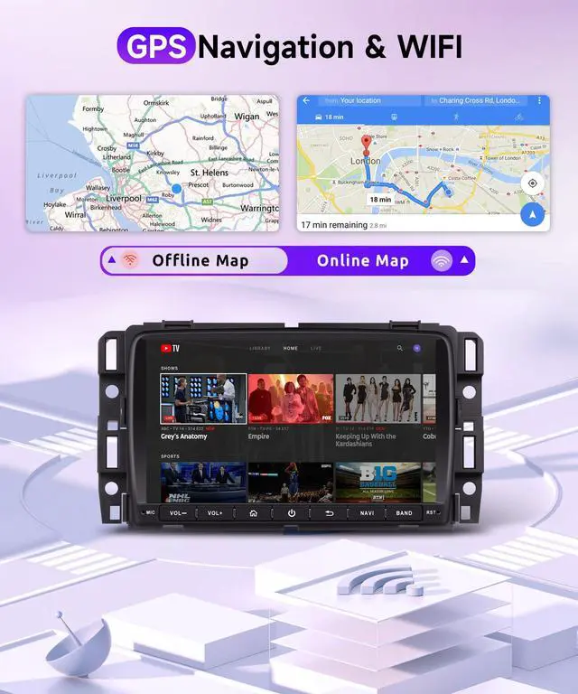 Alt view image 4 of 7 - 4Core 2G+64G Android 15 Car Stereo Radio for GMC Acadia 20132017/ for Chevrolet Traverse/Buick Enclave, Wireless CarPlay Android Auto, GPS WiFi, Touchscreen, Bluetooth, EQ, Backup Camera