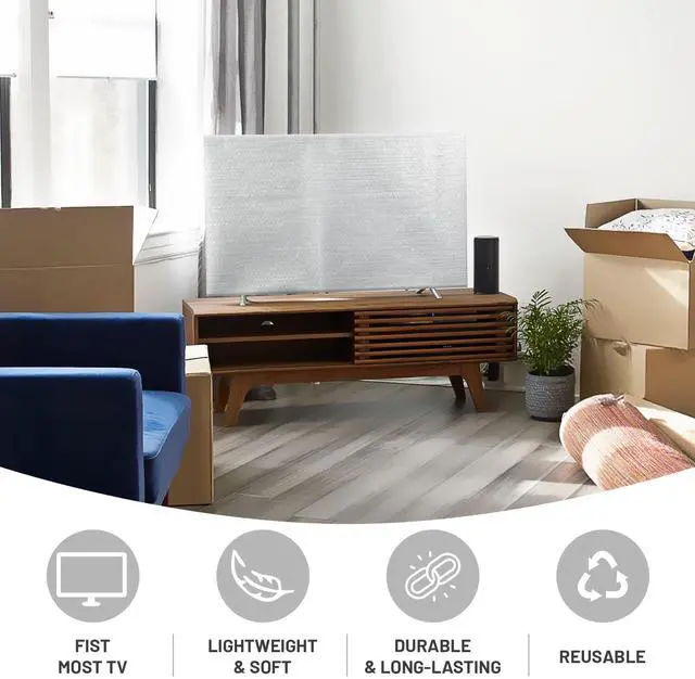 Alt view image 5 of 7 - TV Cover for Moving, 2Pcs Foam, Bubble Wrap Flat Screen TV Cover Up to 65'' | Thick Reusable TV Packing Kit Flat Screen TV Protection for TV Packing Boxes During House Moving, Home Renovation, Storing