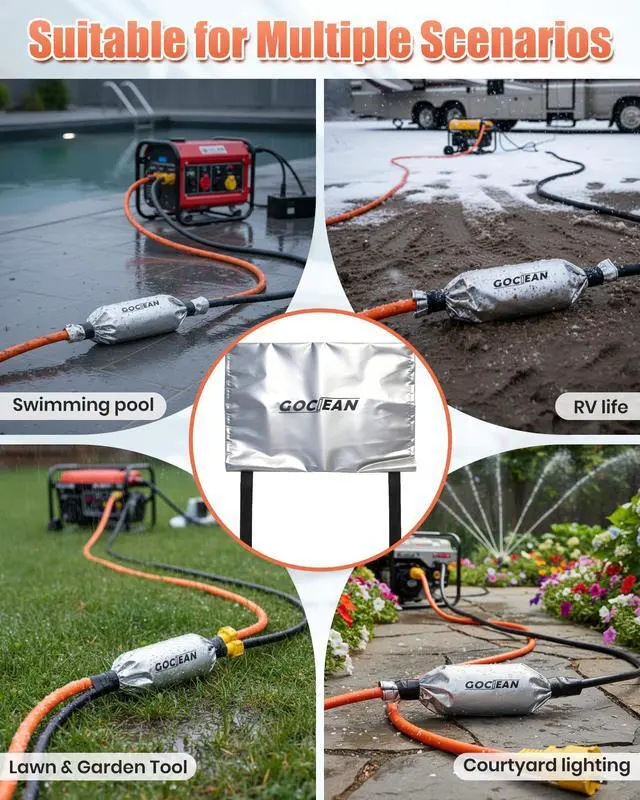 Alt view image 6 of 6 - Waterproof Extension Cord Connection Cover, RV Outdoor Extension Cord Cover | Outdoor Plug Connection Protector for RV, Generator, Lawn & Garden, UV-Resistant, Dirt-Resistant, Weatherproof