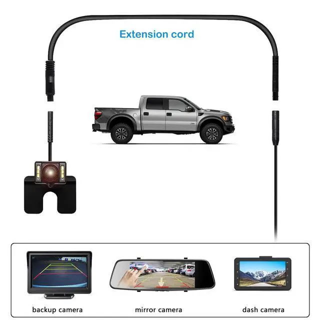 Alt view image 6 of 6 - 4Pin 16.5Ft Dash Cam Rear View Backup Camera Reverse Car Extension Cable | Rear Camera Extension Cable,4Pin Male to Female Dash Cam Extension Cord for Truck, RV, Plug and Play