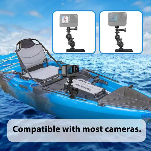 Alt view image 2 of 5 - Universal Kayak Action Camera Mount 360 Degree Adjustable Kayak Rail Track Camera Holder Compatible with GoPro Three-Prong Mounts