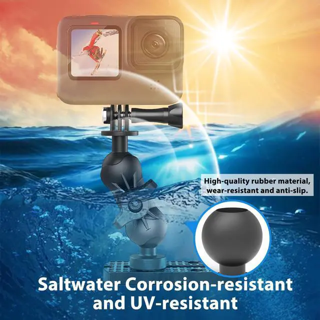 Alt view image 4 of 5 - Universal Kayak Action Camera Mount 360 Degree Adjustable Kayak Rail Track Camera Holder Compatible with GoPro Three-Prong Mounts