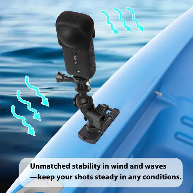 Alt view image 5 of 5 - Universal Kayak Action Camera Mount 360 Degree Adjustable Kayak Rail Track Camera Holder Compatible with GoPro Three-Prong Mounts