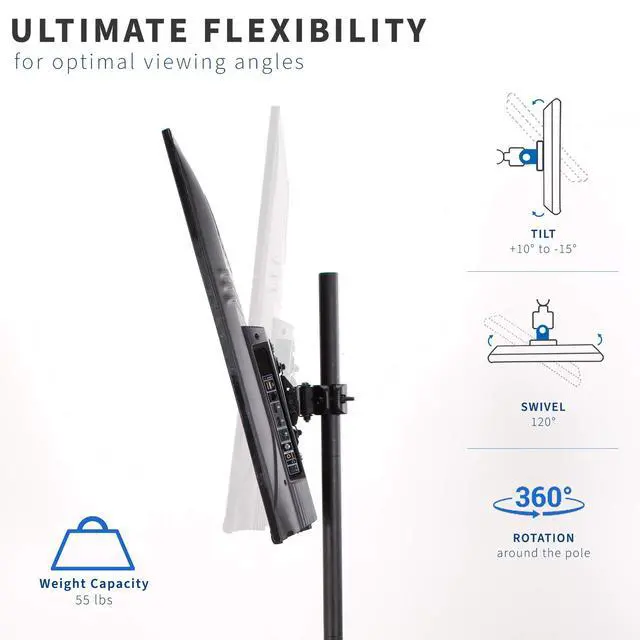 Alt view image 3 of 7 - Universal Pole Mount 32 to 55 inch TV Bracket with Removable 75x75mm to 400x400mm VESA Plate, Fits up to 1.9 inch Tubing, Mount-POLE4
