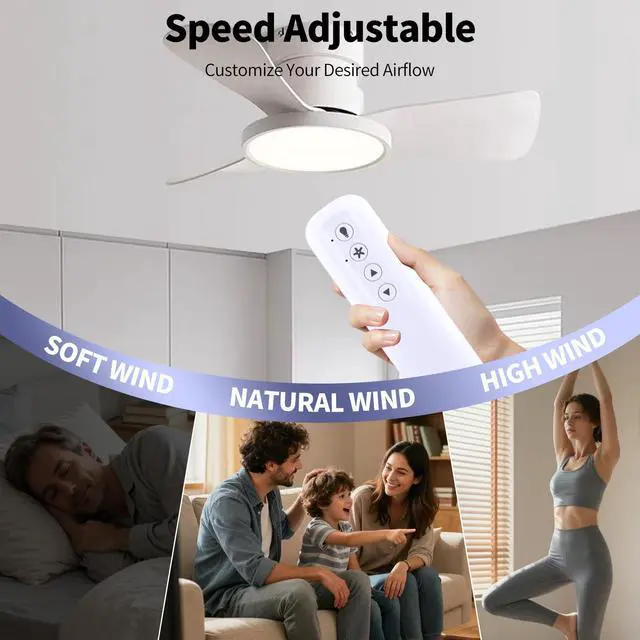 Alt view image 4 of 7 - 99372 Replacement Remote Control Compatible with Hunter Ceiling Fan, Support 3-Speed and Light Dimmer (with Wall Mount)