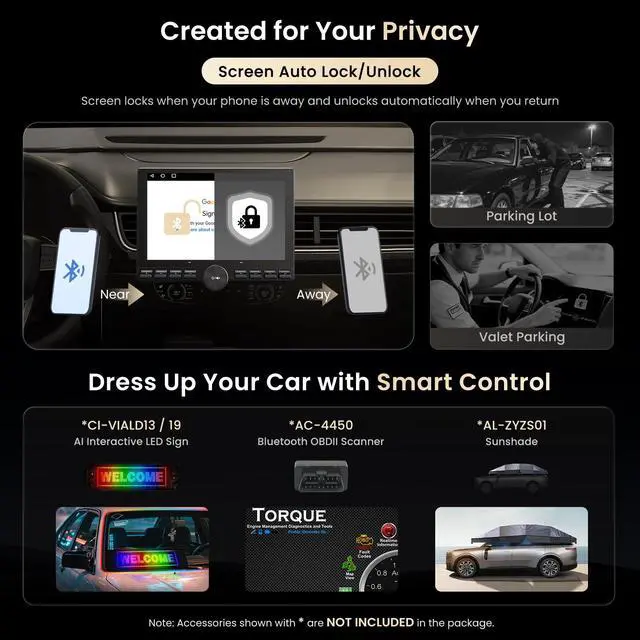 Alt view image 6 of 7 - Single/Double Din Car Stereo - 10.1" QLED Floating Touchscreen w/Button, Wireless CarPlay/Android Auto, Wi-Fi/BT/USB Tethering, AI/DSP/RCA/GPS/Dual-HDMI, Spilt-Screen/MirrorLink,2GB+32GB