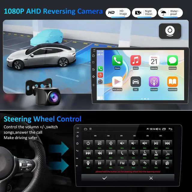 Alt view image 4 of 7 - 4G+64G Car Radio for Jeep Patriot Compass 2010-2016: 10'' Touchscreen Android 15 Car Stereo for Jeep Patriot Radio Replacement, Wireless CarPlay Android Auto,Bluetooth/WiFi/GPS/FM SWC/Backup Camera