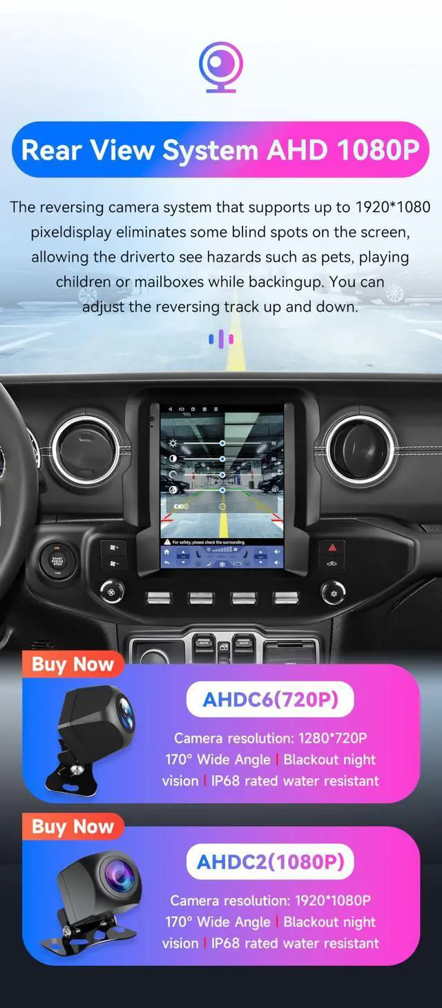 Alt view image 6 of 7 - Android 14 Stereo Car Radio for Jeep Wrangler JL/Gladiator (2018-2023), 8Core 4G+64G GPS Navigation with 9.7 inch QLED Touchscreen via Carplay Android Auto SWC Bluetooth5.4 EQ USB TPMS
