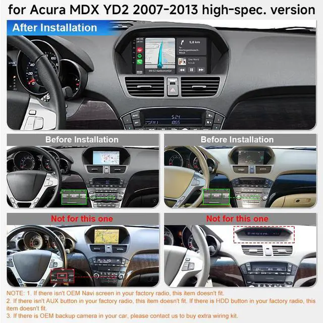 Alt view image 2 of 7 - Android 15 Car Stereo for Acura MDX 2007-2013 Wireless CarPlay | 9 Inch 1280x800 IPS Screen, Wireless Android Auto, 4GB+64GB, WiFi 6, Bluetooth 5.4, DSP Audio, GPS for Commutes & Road Trips