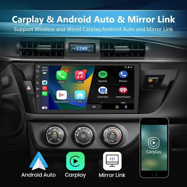 Alt view image 3 of 7 - Car Radio Stereo for Toyota Corolla 2014-2016 with Carplay Backup Camera | for Toyota Corolla 2014 2015 2016 with Carplay Android Auto Backup Camera Bluetooth