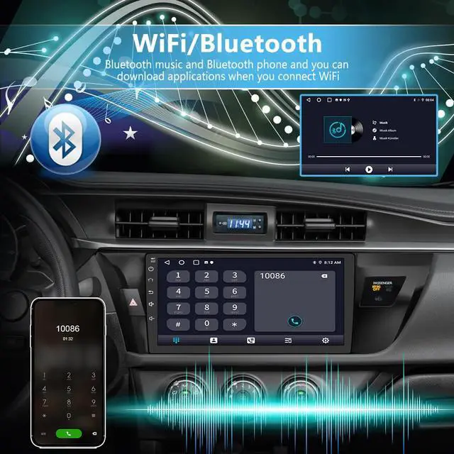Alt view image 5 of 7 - Car Radio Stereo for Toyota Corolla 2014-2016 with Carplay Backup Camera | for Toyota Corolla 2014 2015 2016 with Carplay Android Auto Backup Camera Bluetooth
