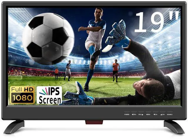 Main image of 19 Inch HD LED Flat Screen TV 1080p IPS Display w/Digital Dual Tuners ATSC/HDMI/VGA/AV/USB, 12 Volt RV TV Built in Dual Speakers Suitable for Kitchen/RV/Caravan and Boat(Not Smart TV)