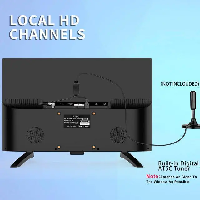 Alt view image 4 of 6 - 19 Inch HD LED Flat Screen TV 1080p IPS Display w/Digital Dual Tuners ATSC/HDMI/VGA/AV/USB, 12 Volt RV TV Built in Dual Speakers Suitable for Kitchen/RV/Caravan and Boat(Not Smart TV)