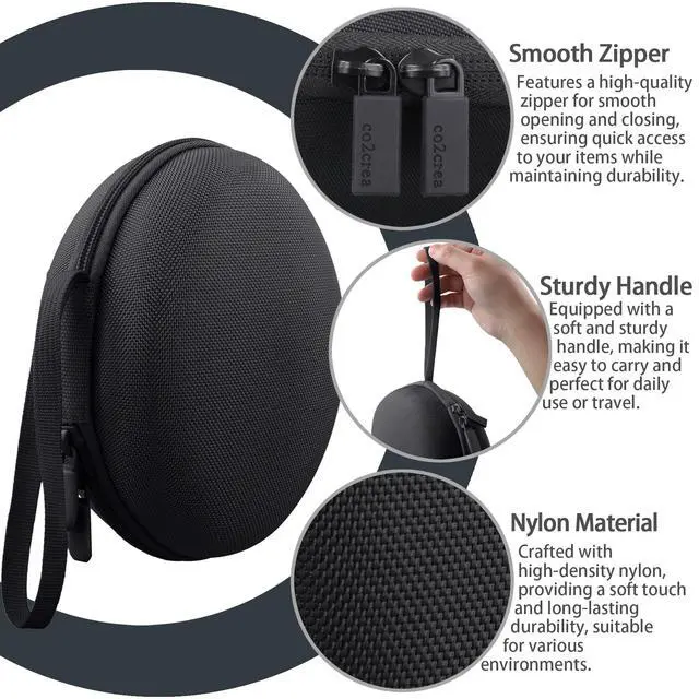 Alt view image 5 of 7 - for Beats Studio Pro/Studio3/Solo4/Solo3 Headphones Hard Case, Black | Compatible with Beats Wireless On-Ear Headphones, Portable EVA Storage Bag with Mesh Pocket & Wrist Strap
