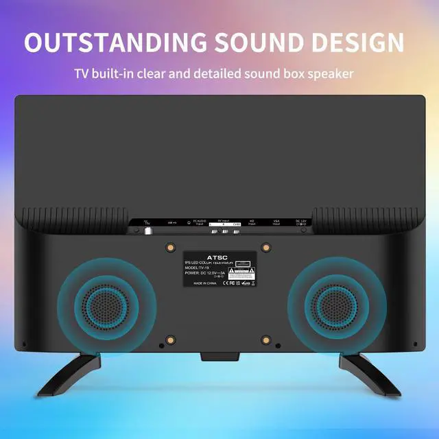 Alt view image 6 of 6 - 19 Inch HD LED Flat Screen TV 1080p IPS Display w/Digital Dual Tuners ATSC/HDMI/VGA/AV/USB, 12 Volt RV TV Built in Dual Speakers Suitable for Kitchen/RV/Caravan and Boat(Not Smart TV)