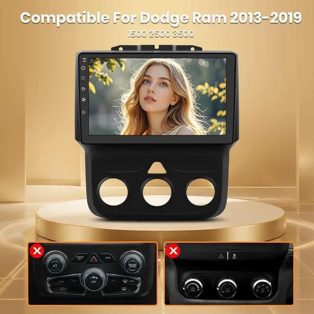 Alt view image 2 of 7 - 5G WiFi Car Radio for Dodge Ram 1500 2500 3500 2013-2019 CarPlay | Wireless Wire Android Auto,9" HD IPS Display Support Rearview GPS DSP RDS BT 5.0 AM/FM Stereo 2GB+32GB ROM Manual AC