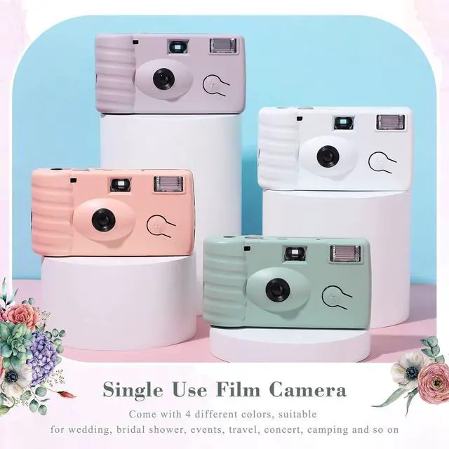 Alt view image 2 of 6 - 8 Pcs Disposable Camera Bulk for Wedding Single Use One Time 35mm Camera with Flash Color Film for Photography Anniversary Travel Camp Party Supplies(Cute Color)