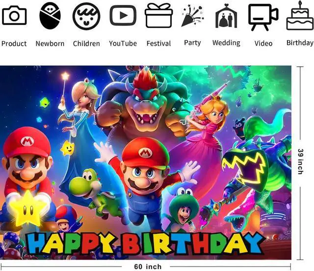 Alt view image 3 of 4 - Wall Decor Backdrop for Birthday Decorations Kids Birthday Party Supplies (5x3ft)