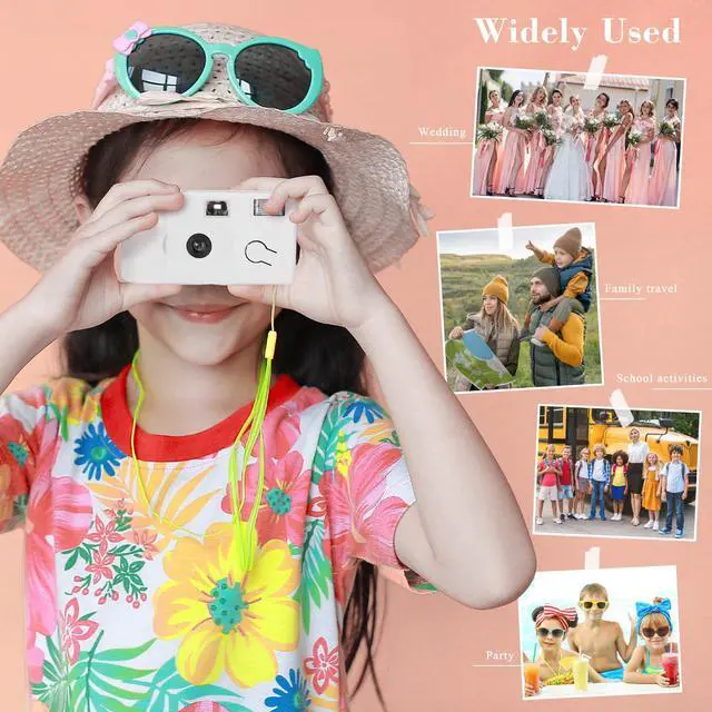 Alt view image 5 of 6 - 8 Pcs Disposable Camera Bulk for Wedding Single Use One Time 35mm Camera with Flash Color Film for Photography Anniversary Travel Camp Party Supplies(Cute Color)