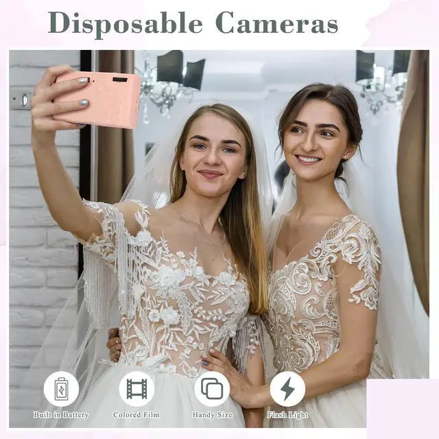 Alt view image 6 of 6 - 8 Pcs Disposable Camera Bulk for Wedding Single Use One Time 35mm Camera with Flash Color Film for Photography Anniversary Travel Camp Party Supplies(Cute Color)