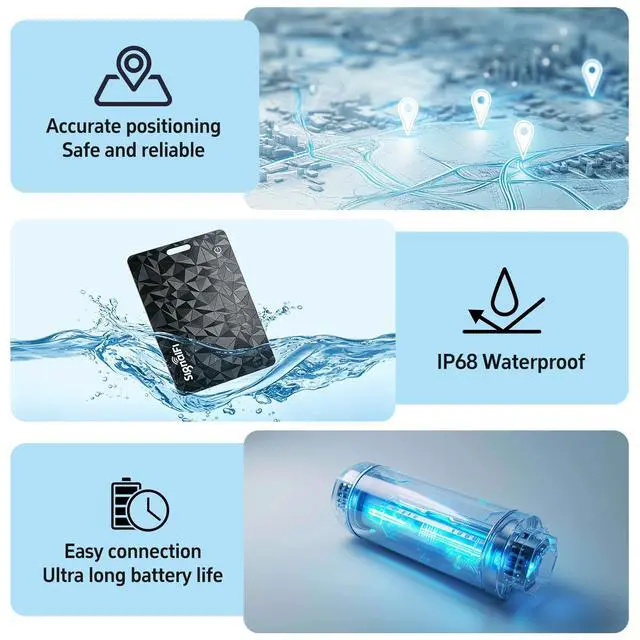 Alt view image 3 of 7 - Wallet Tracker Card for iOS & Android Ultra-Thin 0.07 in IP68 Waterproof Long Battery Life, Works with Apple Find My & Google Find Hub, Wireless Charging, Perfect for Wallets, Passports, Bags & Pets