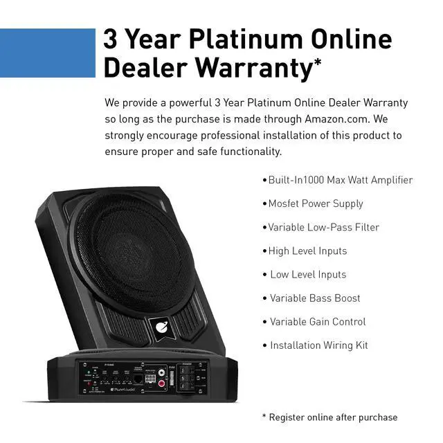 Alt view image 2 of 5 - P10AWK 10 Inch Car Subwoofer, 1000 Watts, Wiring Kit