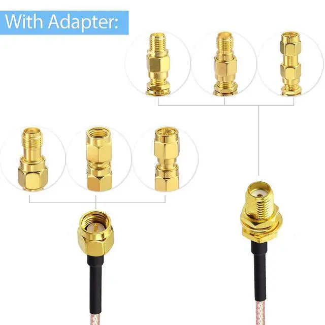 Alt view image 5 of 7 - SMA Male to Female 6inches RF Coax Cable & 5pcs Adapter Kit - SMA/SMA/RPSMA, All in one Convertor for WiFi/Ham Radio/GPS/3G 4G LTE Antennas and More