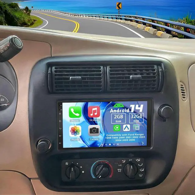 Main image of Android 14 Double Din Car Stereo Radio for Ford Ranger 1998-2006 | 2G+32G 7" Touchscreen Car Radio w/Wireless Carplay Android Auto GPS WiFi Bluetooth RDS DSP SWC Mic Backup Camera