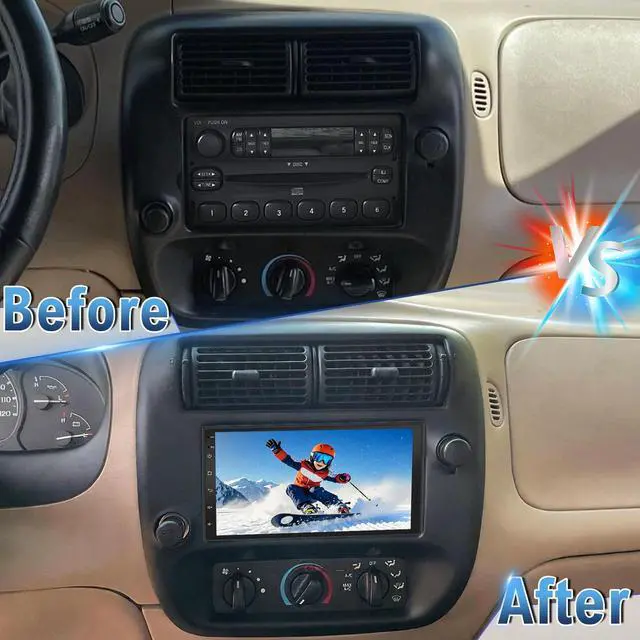 Alt view image 3 of 7 - Android 14 Double Din Car Stereo Radio for Ford Ranger 1998-2006 | 2G+32G 7" Touchscreen Car Radio w/Wireless Carplay Android Auto GPS WiFi Bluetooth RDS DSP SWC Mic Backup Camera