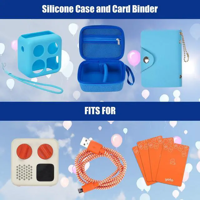 Alt view image 2 of 7 - Travel Storage Case and Thicken Silicone Cover Compatible with Yoto Mini Player - Kids Audio & Music Player and Card Holder for Yoto Card Hold Up to 10 Cards (Blue)
