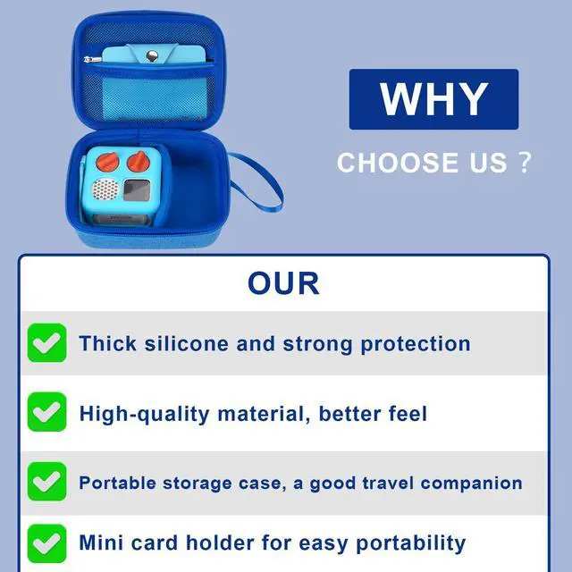 Alt view image 3 of 7 - Travel Storage Case and Thicken Silicone Cover Compatible with Yoto Mini Player - Kids Audio & Music Player and Card Holder for Yoto Card Hold Up to 10 Cards (Blue)