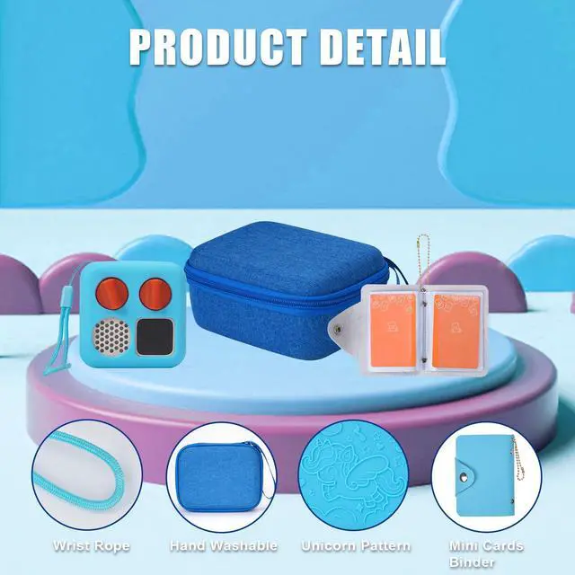 Alt view image 4 of 7 - Travel Storage Case and Thicken Silicone Cover Compatible with Yoto Mini Player - Kids Audio & Music Player and Card Holder for Yoto Card Hold Up to 10 Cards (Blue)
