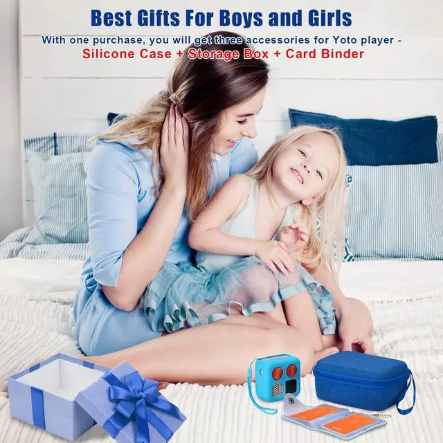Alt view image 6 of 7 - Travel Storage Case and Thicken Silicone Cover Compatible with Yoto Mini Player - Kids Audio & Music Player and Card Holder for Yoto Card Hold Up to 10 Cards (Blue)