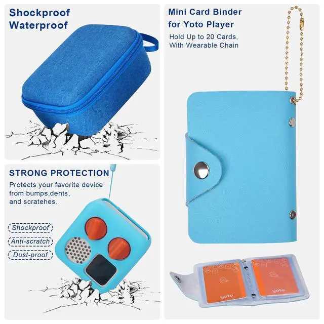 Alt view image 5 of 7 - Travel Storage Case and Thicken Silicone Cover Compatible with Yoto Mini Player - Kids Audio & Music Player and Card Holder for Yoto Card Hold Up to 10 Cards (Blue)