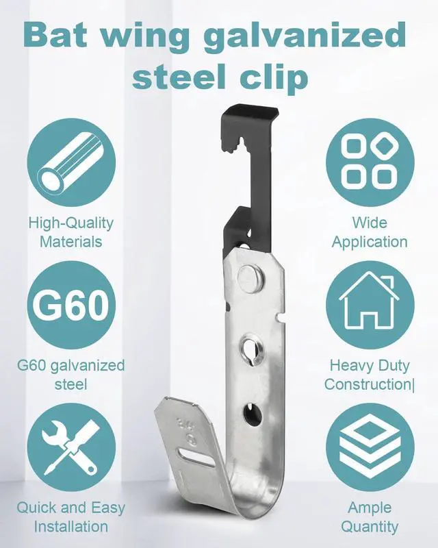 Alt view image 4 of 7 - 50 Pcs Metal J Hooks Cable Support 3/4 Inch j Hook Hangers | Wall Mounted Galvanized Cable Support J Hooks for Hanging, J Hook With Bat Wing for Wire Management